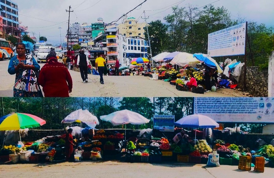 भीमेश्वर नगरपालिकाको बजार व्यवस्थापन अभियानः फुटपाथ खाली गर्न आग्रह