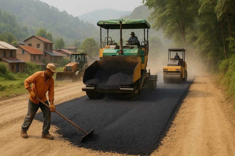 अपर तामाकोशी बाइपास सडक कालोपत्रे कार्य सुरु