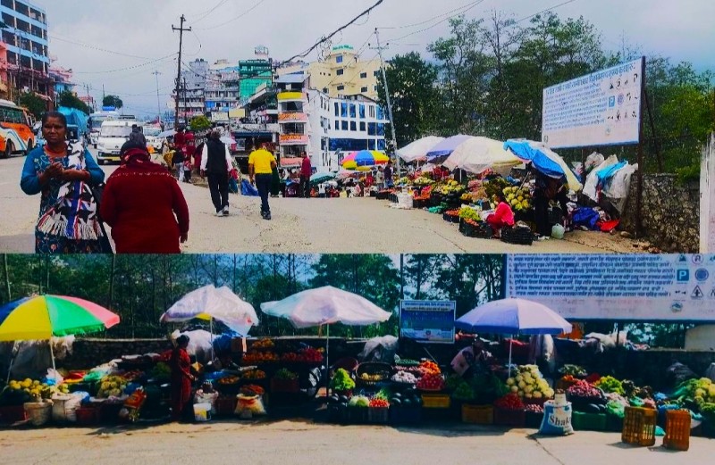 भीमेश्वर नगरपालिकाको बजार व्यवस्थापन अभियानः फुटपाथ खाली गर्न आग्रह